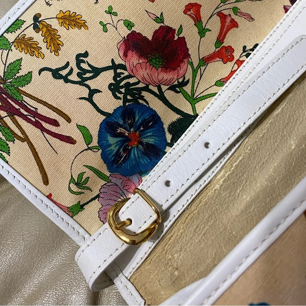 Gucci EUC Large Vintage Flora Shoulder Bag COA Floral Print Canvas - Picture 7 of 16